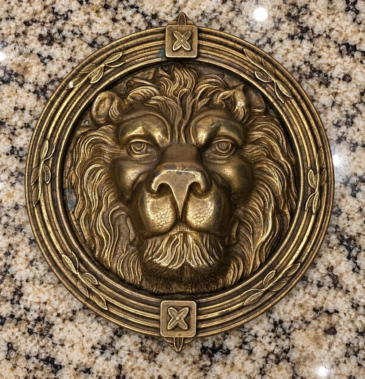 Antique Ornate Brass Lion Head Door Knocker - Large 8" Architectural Hardware