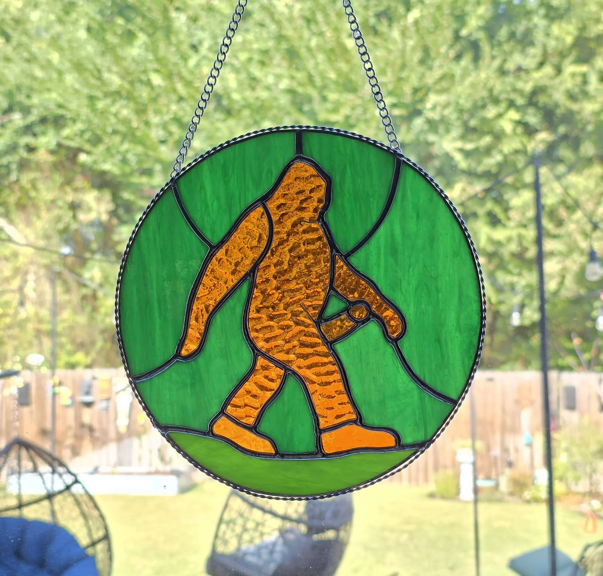 The Bigger the Foot, the Bigger the.... Footprint - Big Foot Stained Glass