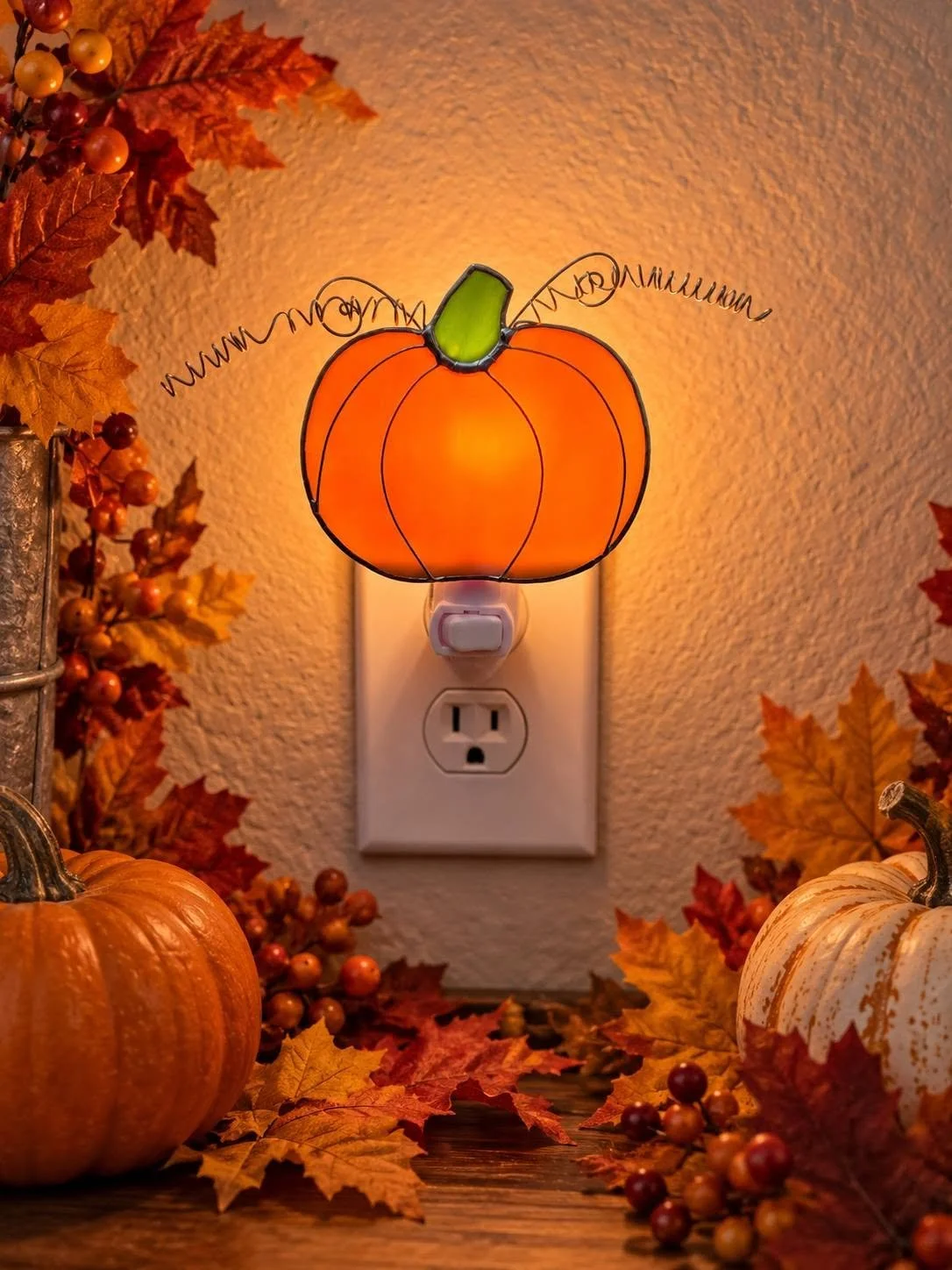 Pumpkin Stained Glass Nightlight