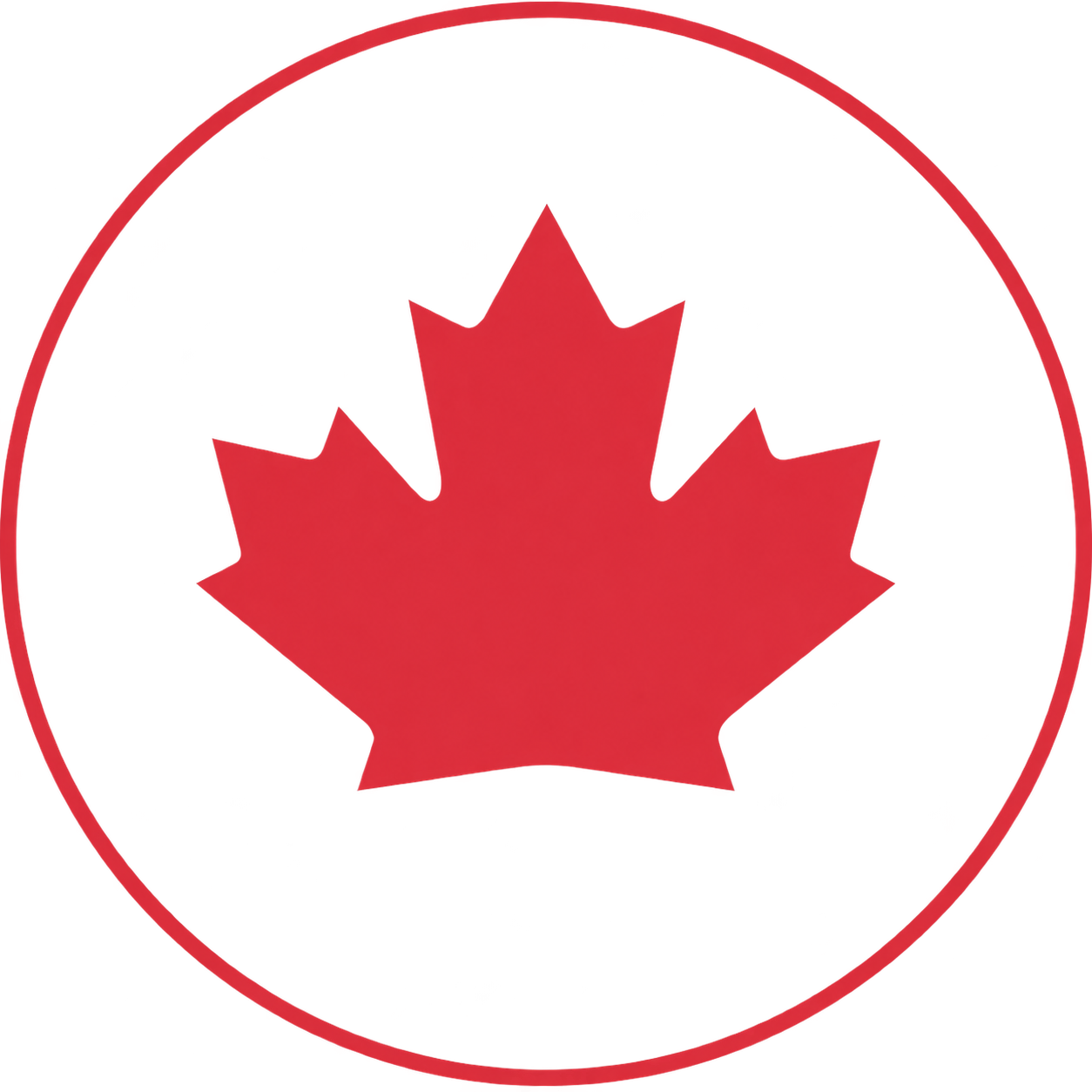 Red circular badge with a maple leaf in the center.