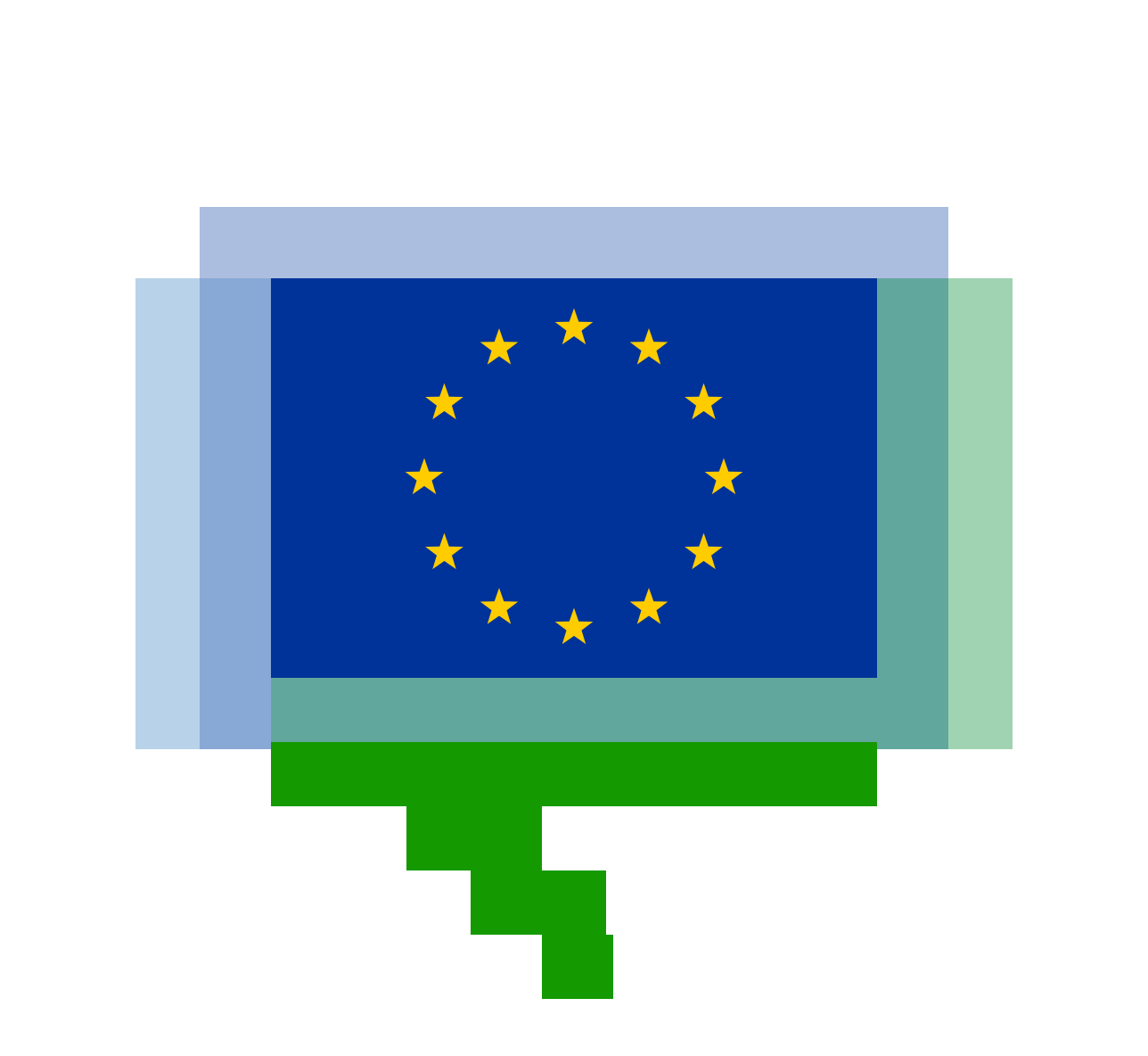 Illustration of the European Union flag with 12 gold stars in a circle on a blue background, overlaid with simplified map illustrations of the UK, France, Italy, and Germany in blue, green, and gray colors.