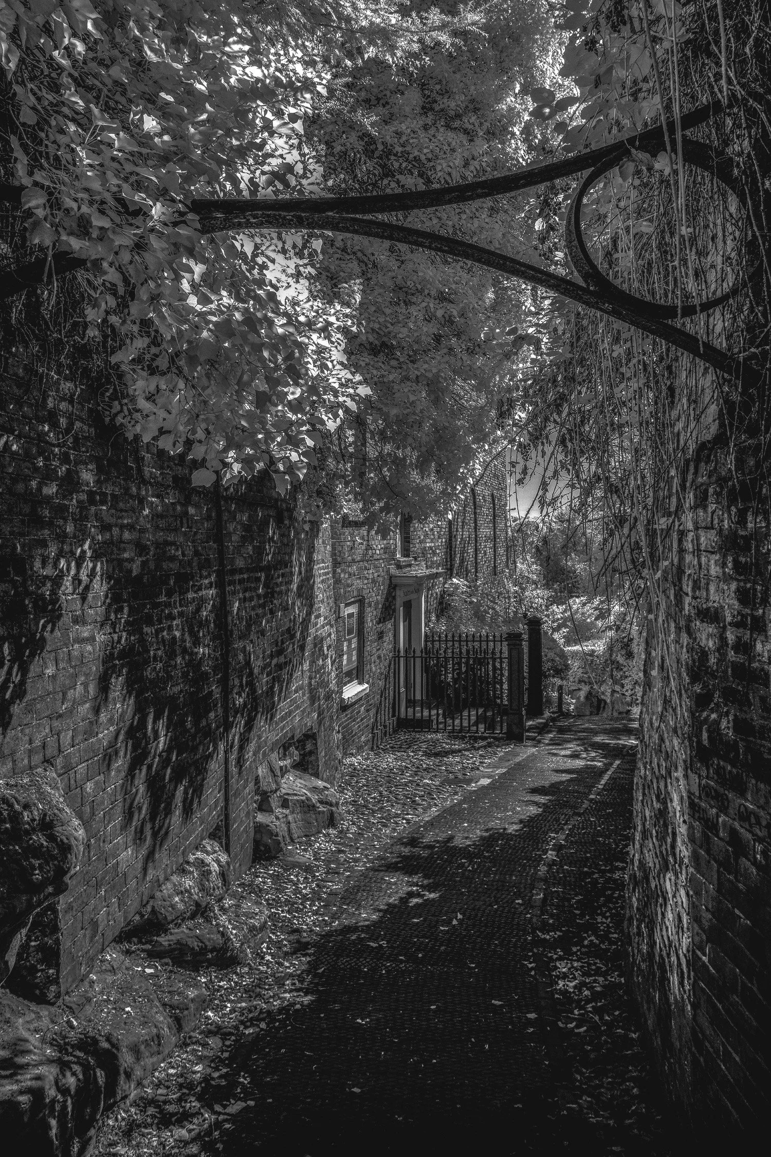 "Echoes on the Stone" – Bridgnorth Stoneway Steps Shropshire Fine Art Vertical Infrared Monochrome Photography Canvas Print