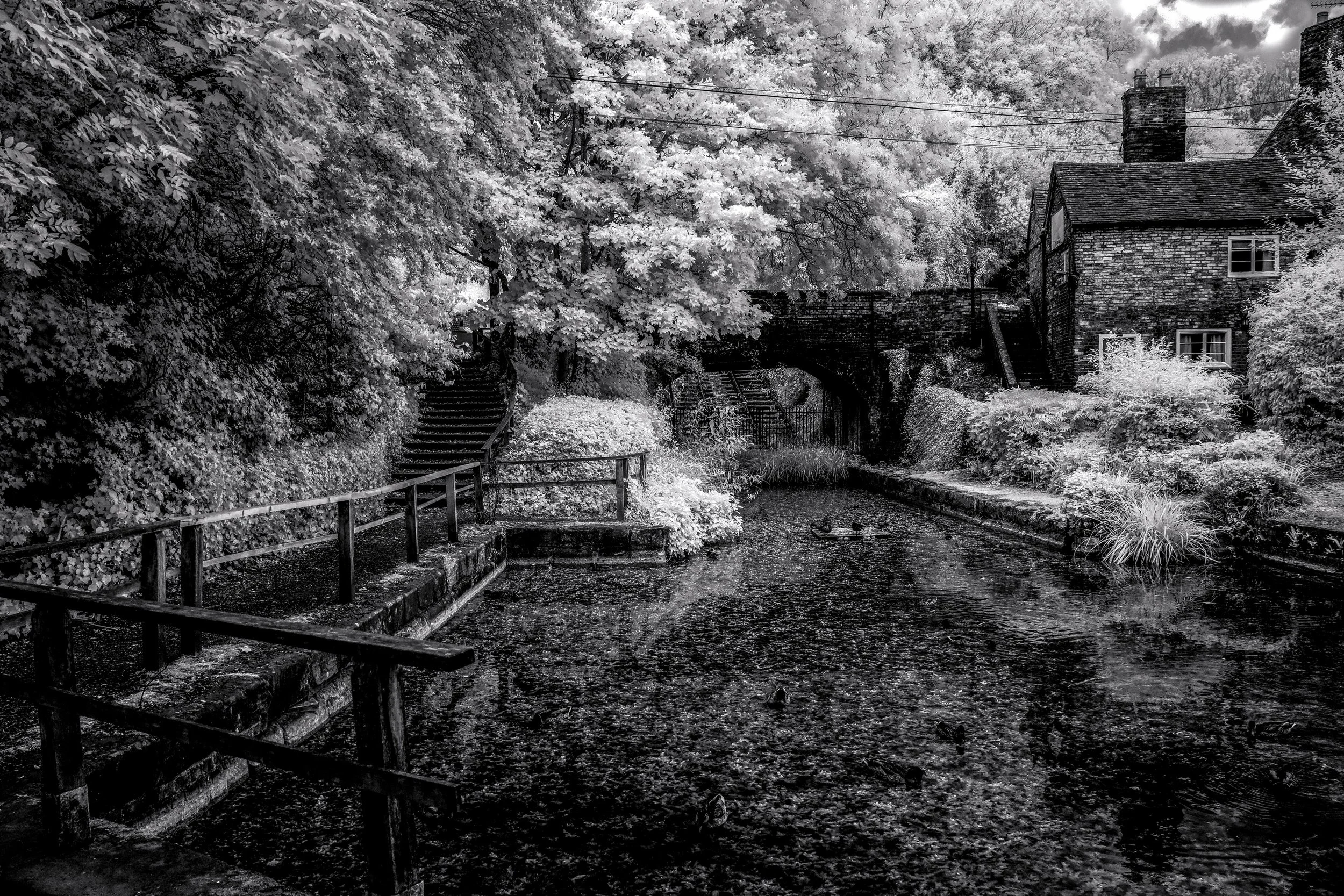 "The Remembered Dreams" – Ironbridge Gorge Coalport Canal Shropshire Fine Art Infrared Monochrome Photography Canvas Print