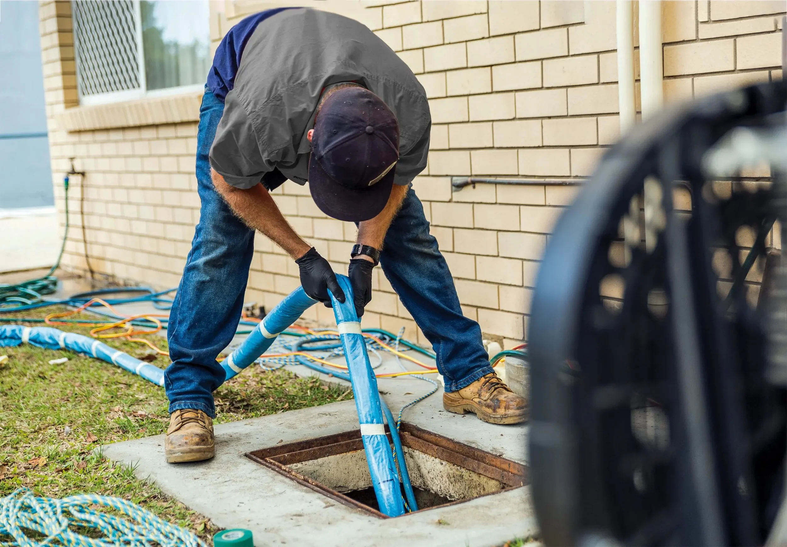 Silicone calibration hose used to press a resin liner inside a damaged underground pipe