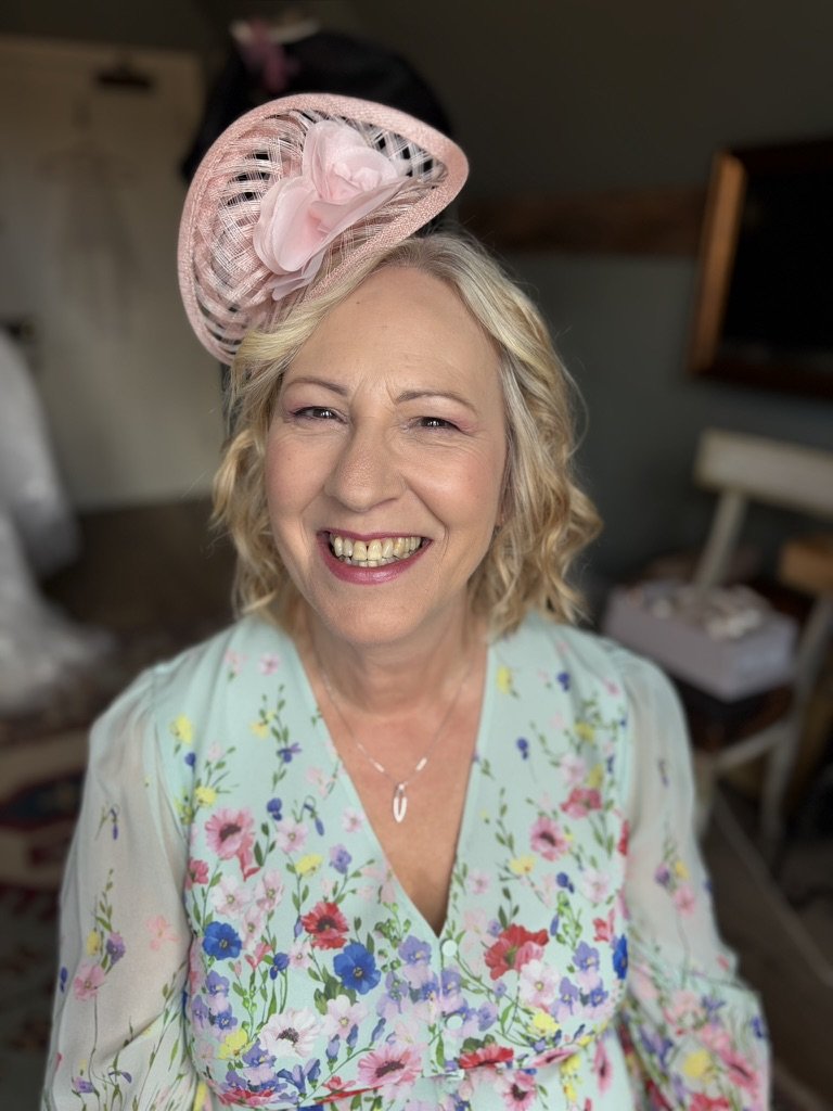 Claire Field Bridal Hairstylist and Makeup artist, Mother of the Bride with fascinator