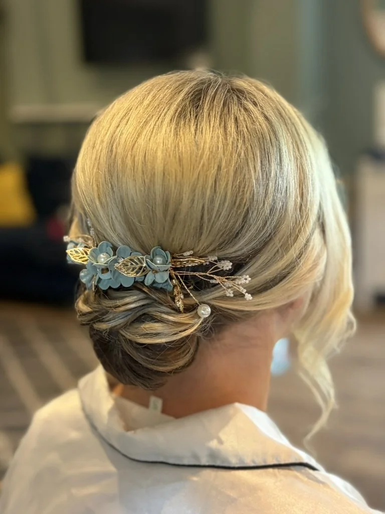 Claire Field Bride's hairstyling.