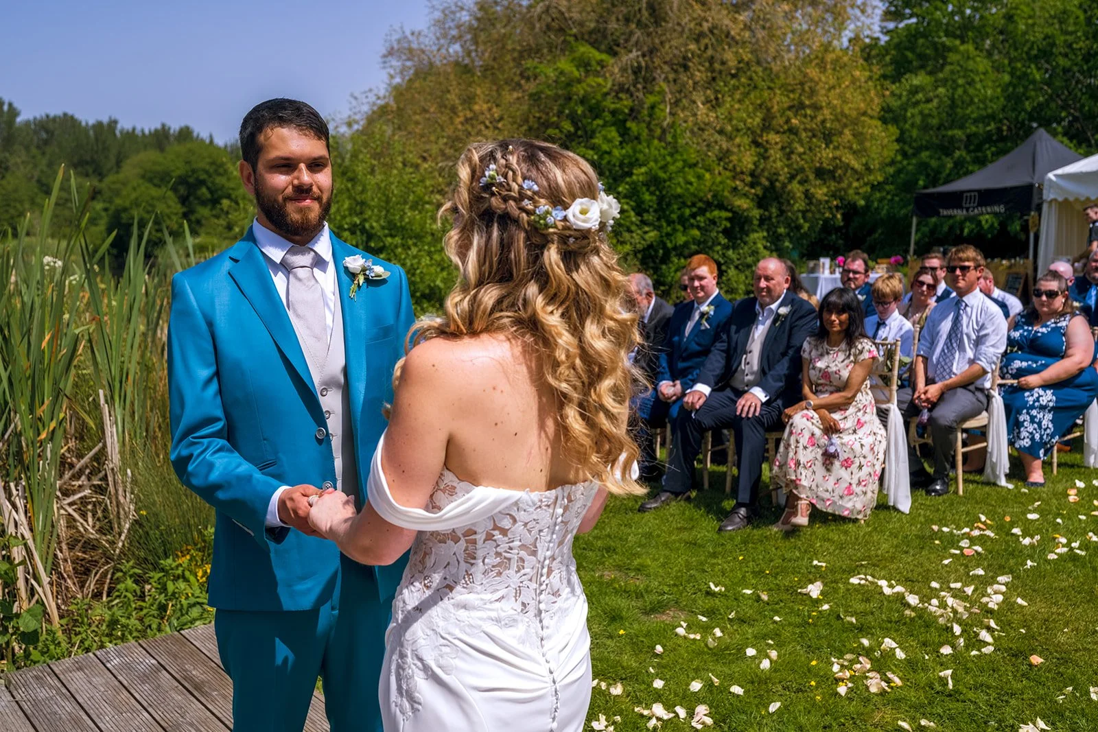 Claire Field Bridal Hair and Make up. A bride and groom getting married.