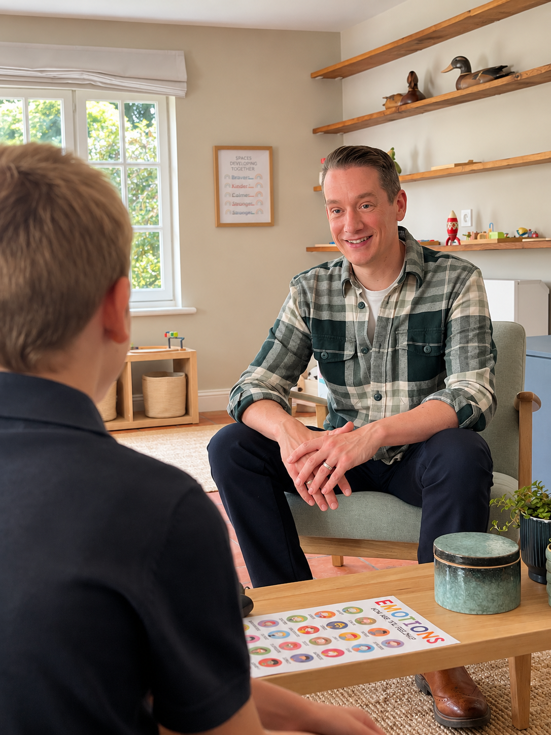 Clinical psychologist speaking with a child during a session at Hiller Psychology.