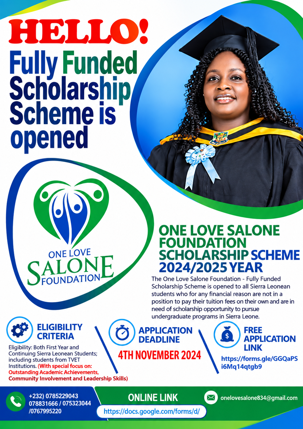 One Love Salone Foundation Fully Funded Scholarship Scheme