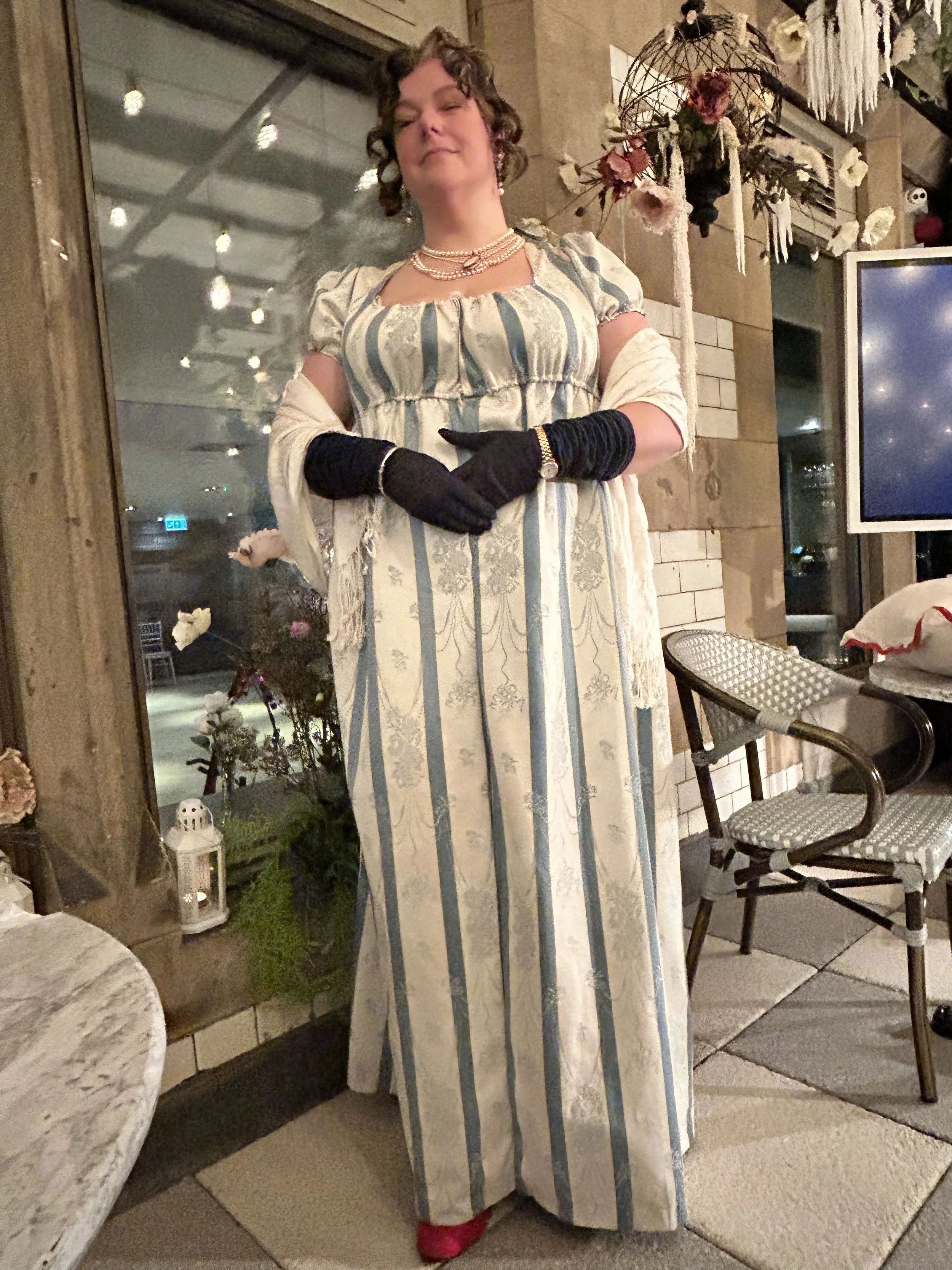 Ballgown / Evening Dress blue stripe