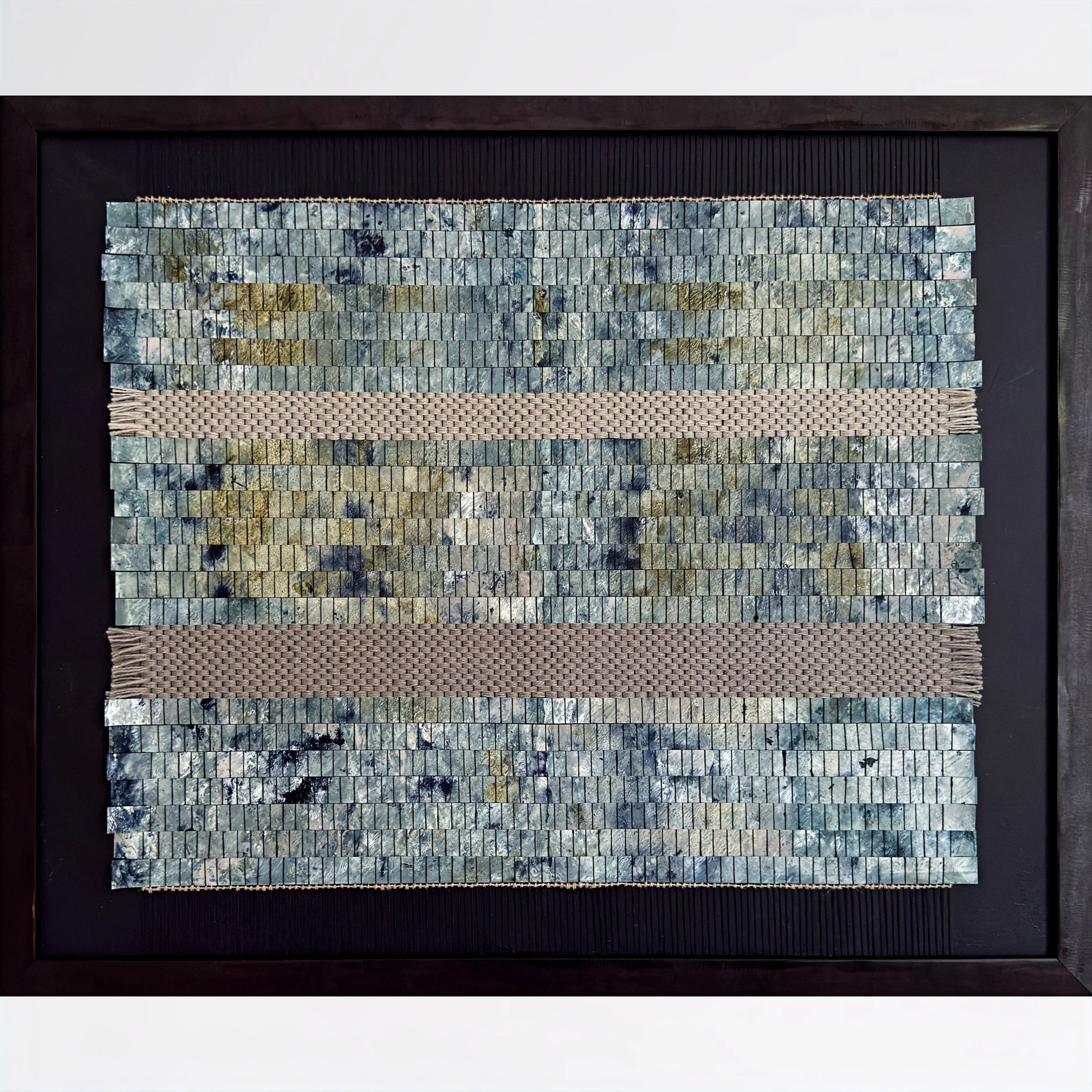 Remnant 1, 2026
Woven acrylic-painted paper, wool and linen thread on canvas
16 × 20 in.