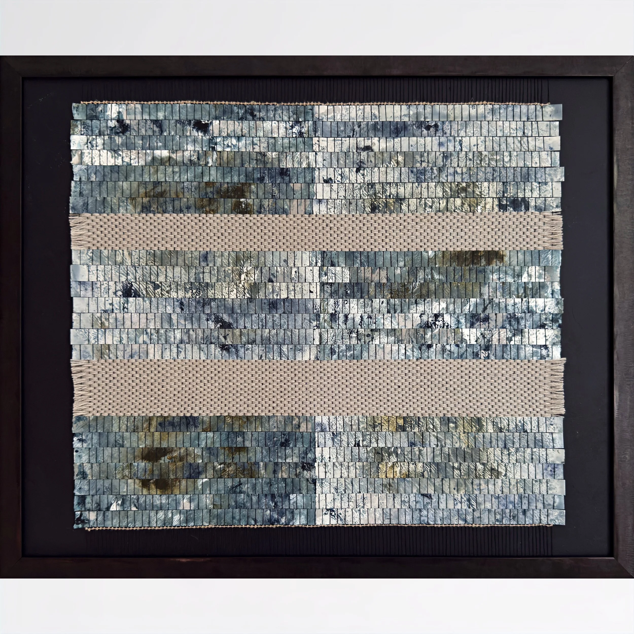 Remnant 2, 2026
Woven acrylic-painted paper, wool and linen thread on canvas
16 × 20 in.