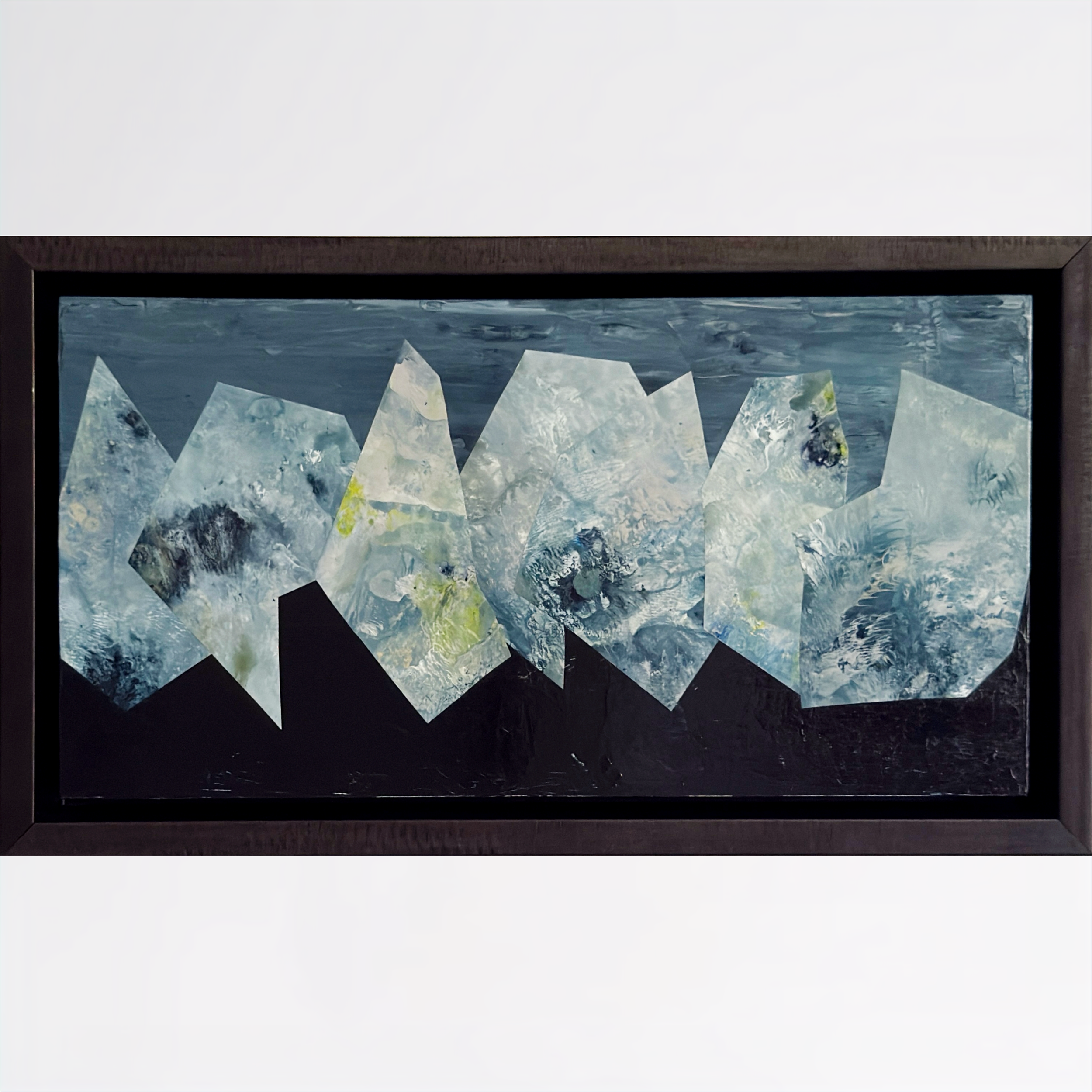 Passage 1. 2026 Acrylic, collage on panel. 6 x 12 in.