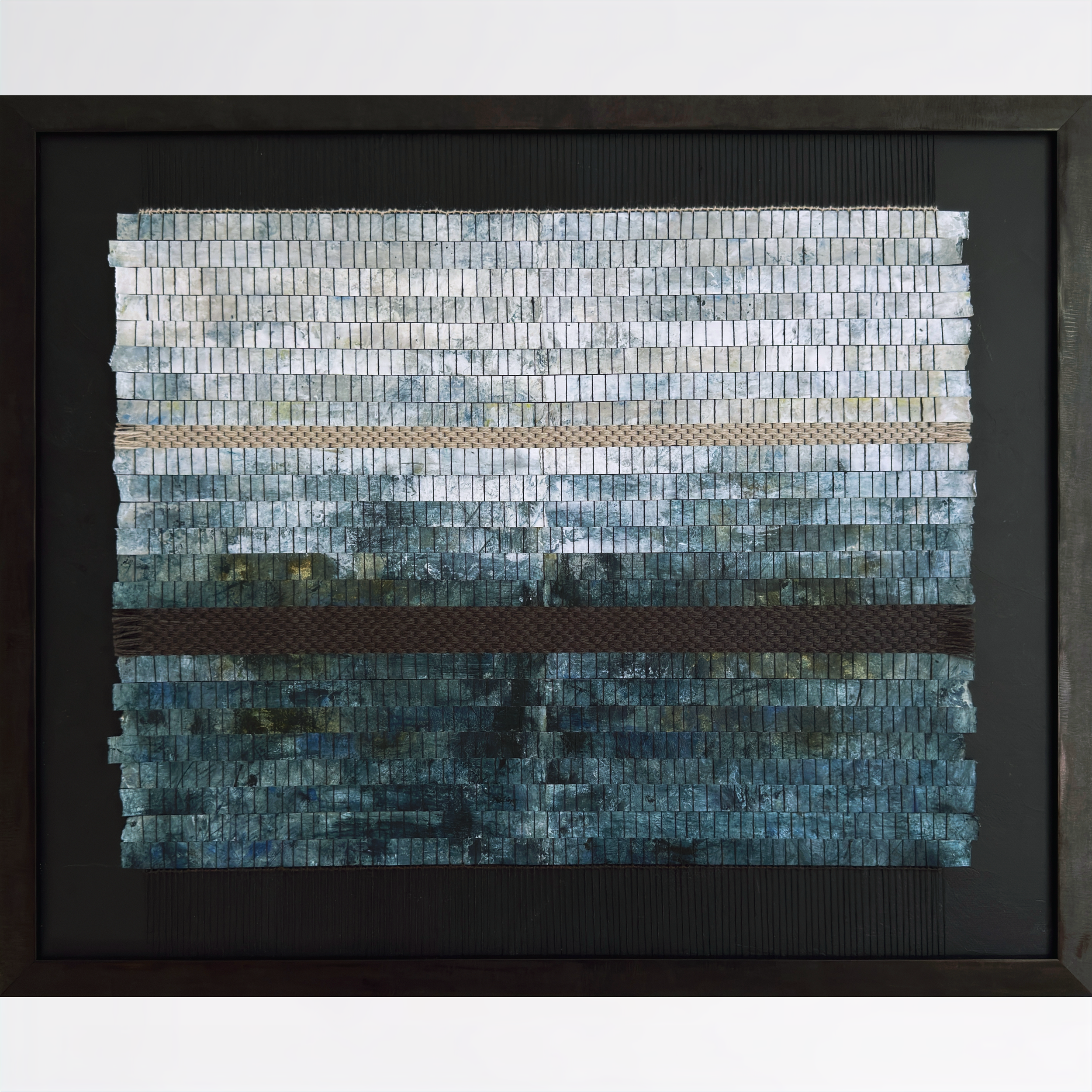 Remnant 3, 2026
Woven acrylic-painted paper, wool and linen thread on canvas
16 × 20 in.