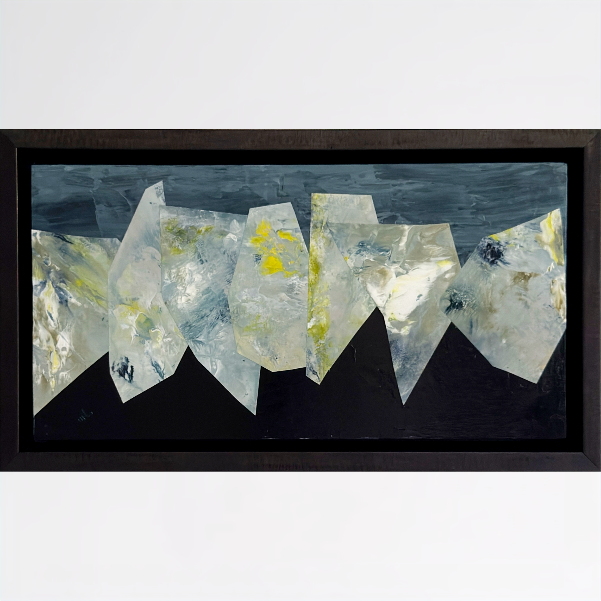 Passage 2. 2026 Acrylic, collage on panel. 6 x 12 in.