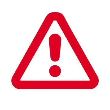 Red warning triangle with an exclamation mark inside.