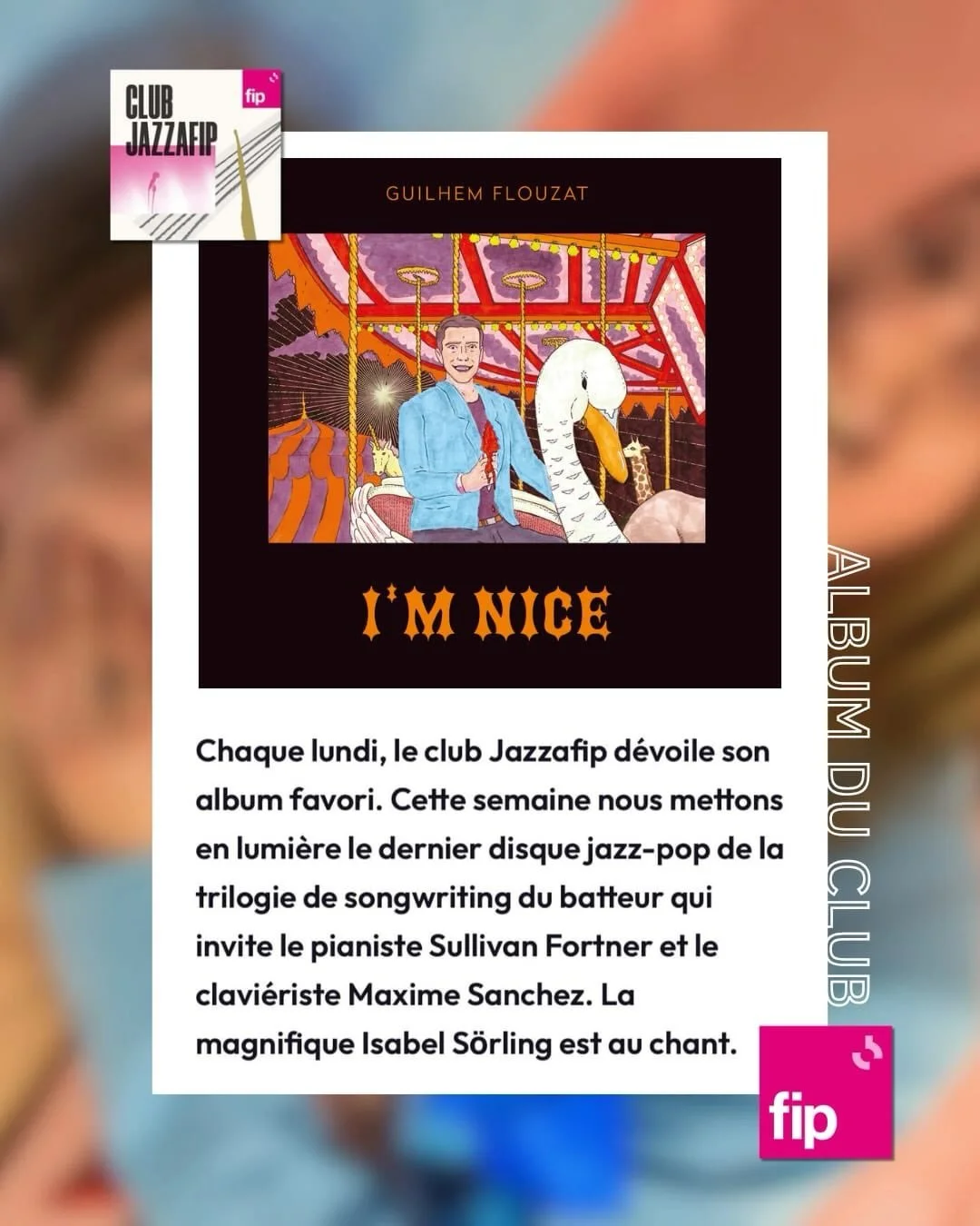 Les programmateurs de @fipradio ont eu la bont&eacute; de s&eacute;lectionner I&rsquo;m Nice comme disque de la semaine ! Merci &agrave; eux et elles @mr_curbillon @marjolainepk et ceux et celles que je ne connais pas.

Vive le service public ! Vive 