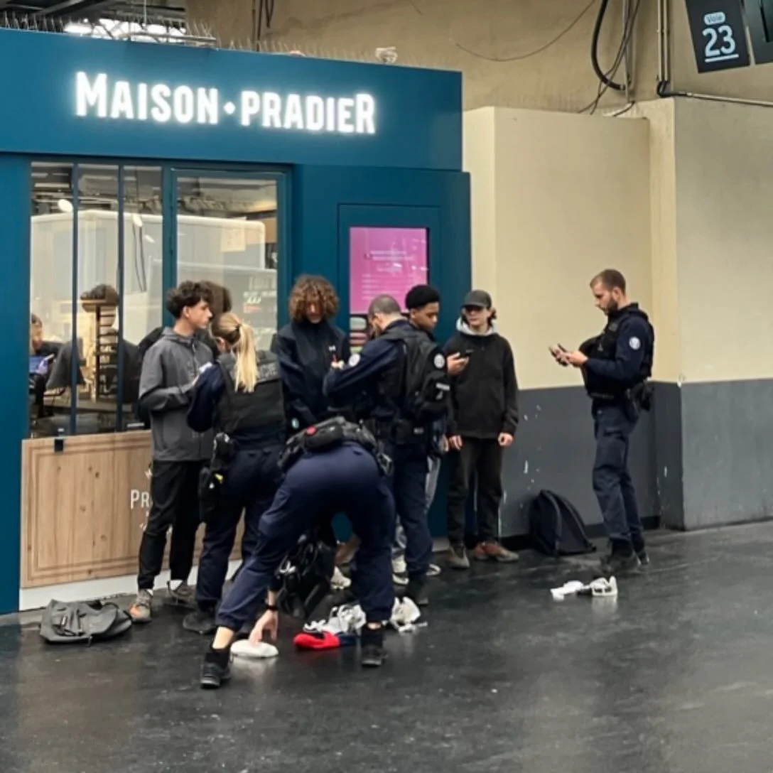 Tremblez casseurs, les forces de l&rsquo;ordre veillent.
Vu &agrave; Gare de l&rsquo;Est : 5 agents pour 5 enfants de 15 ans, arm&eacute;s d&rsquo;&eacute;quipement pour se prot&eacute;ger contre les lacrymog&egrave;nes : masques et s&eacute;rum phy.