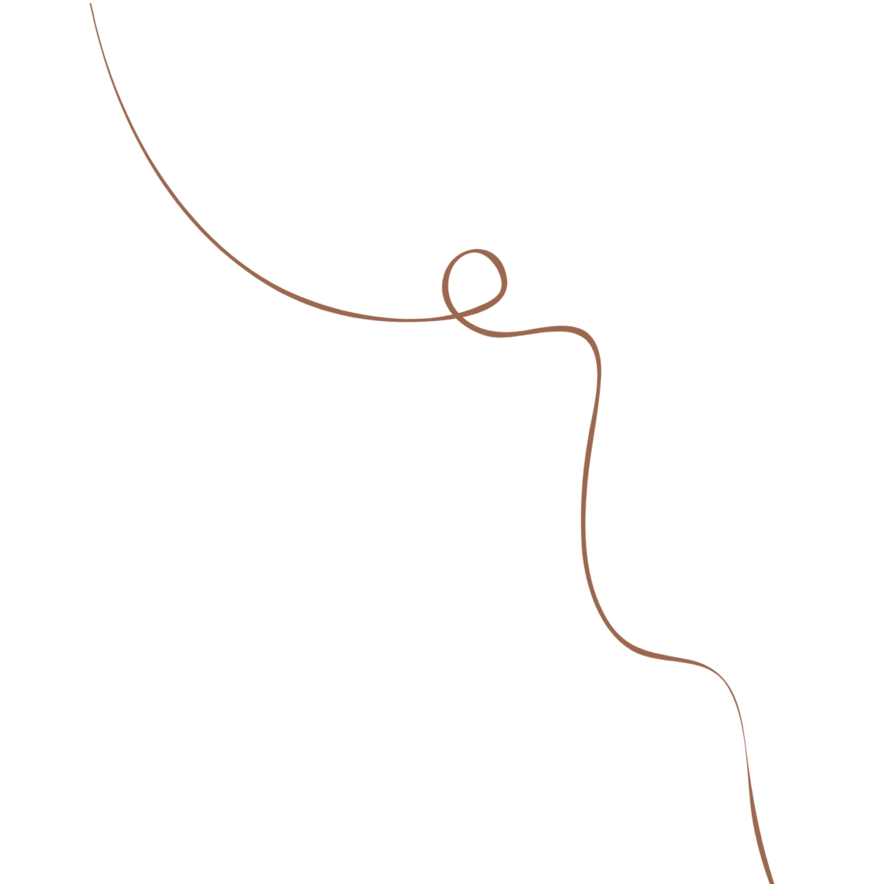 A simple line drawing of a person's shoulder and neck, with a piece of yarn knotted around the neck.