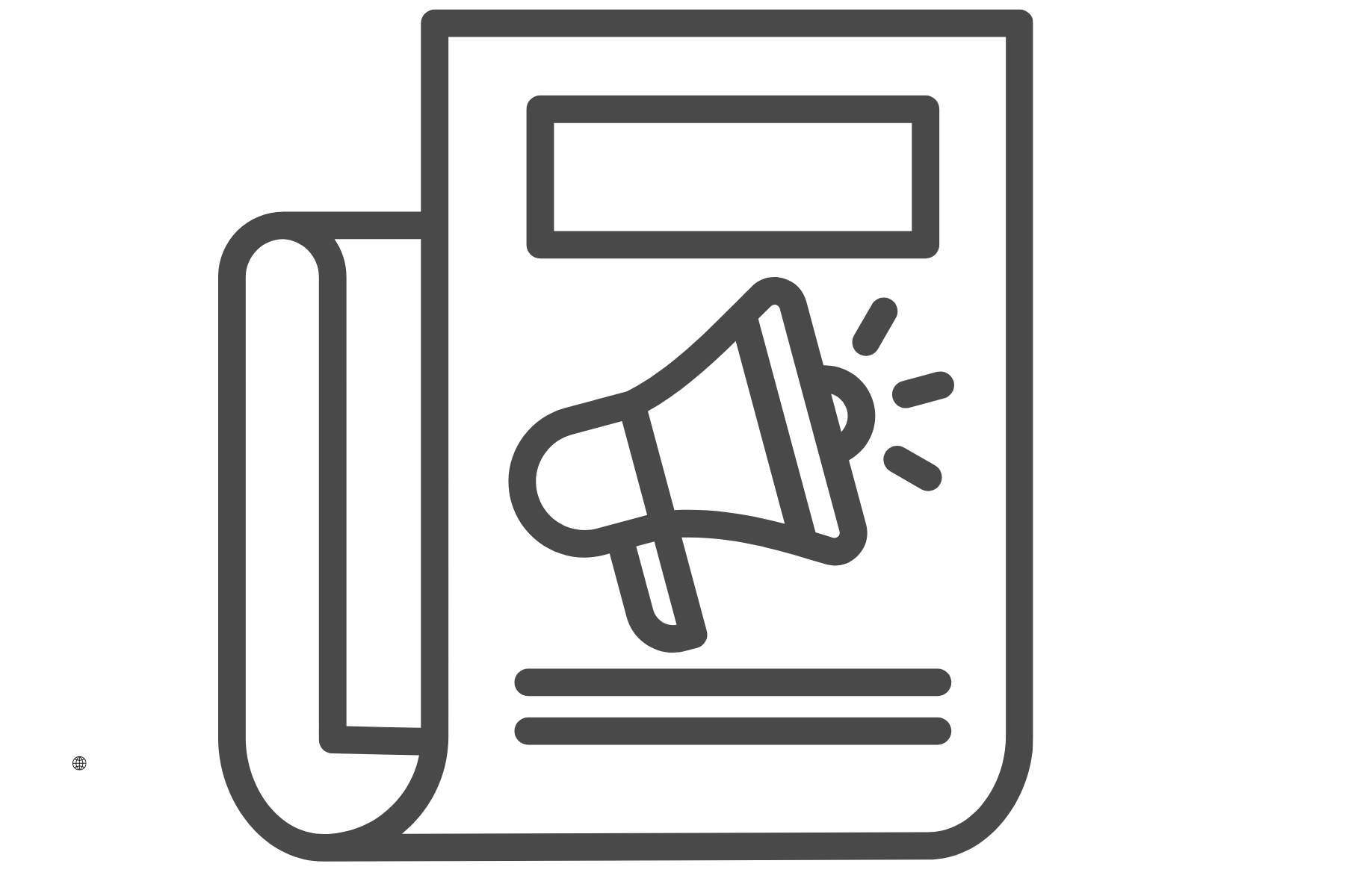 Outline of a soda can with a megaphone and a dollar sign on it.