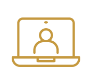 Line drawing of a person on a laptop screen