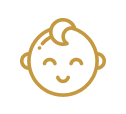Cute cartoon baby face with curly hair