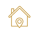 Icon of a house with a location pin inside it