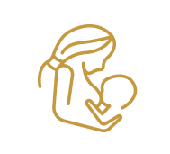 Line drawing of a woman holding a baby
