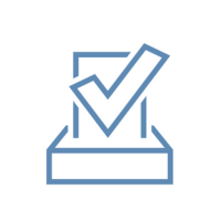 Ballot box with a checkmark indicating a submitted vote or selection