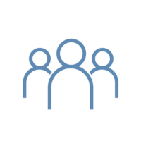 Icon of three stylized people standing side by side