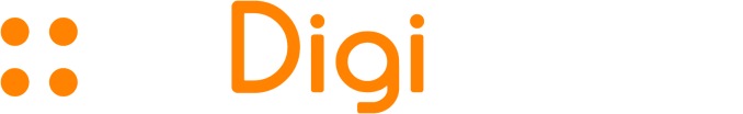 DigiDems logo with orange dots and white wavy lines beside the text 'DigiDems' in orange and white.