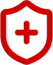 A shield with a medical cross symbol, representing healthcare or health protection.