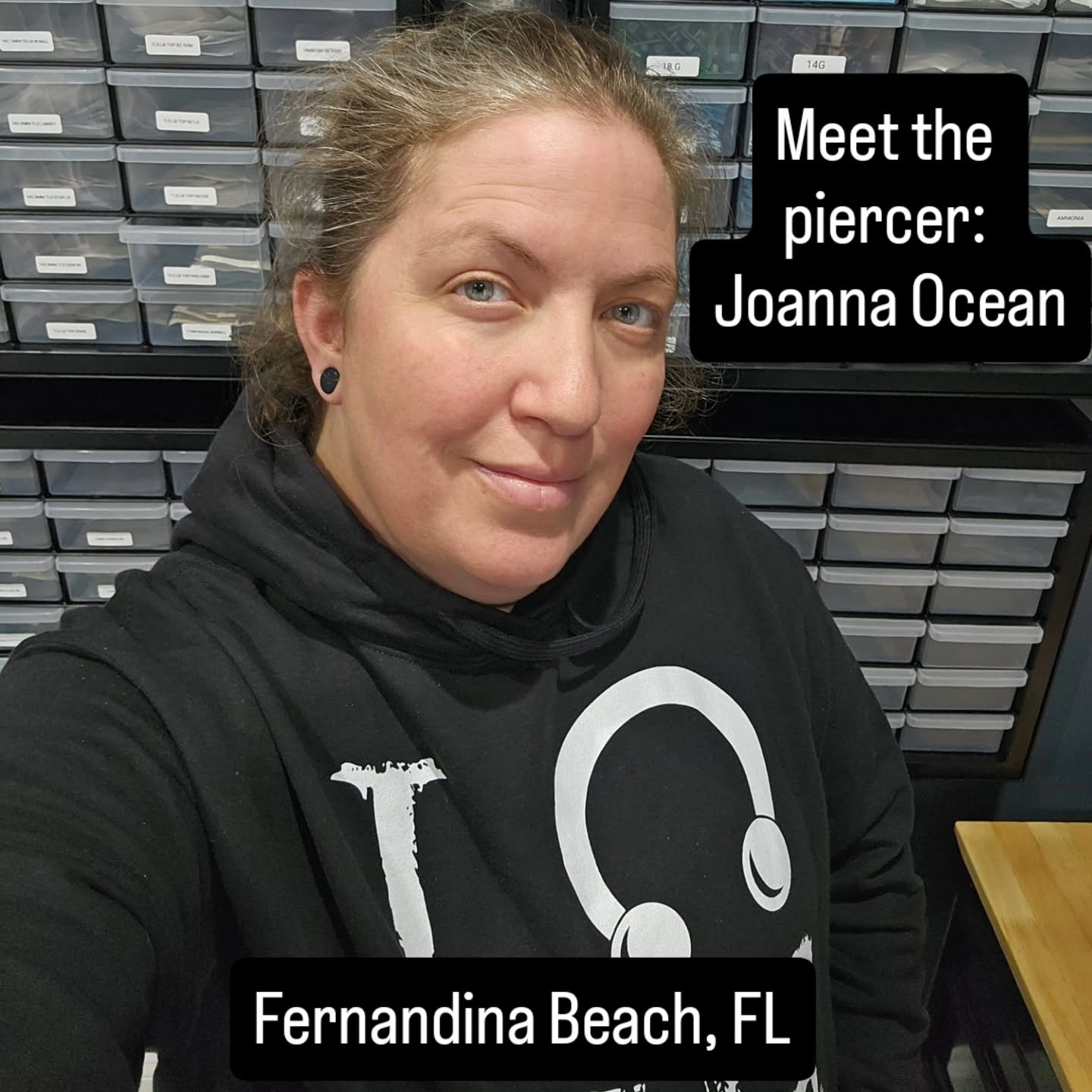 Hello! I'm Joanna Ocean, the piercer and owner behind 🌊 Ocean Piercing 🌊 in Fernandina Beach, Florida. I just opened officially this past week and my grand opening and ribbon cutting ceremony is on ✨️Monday Oct 19th at noon✨️! Everyone is encourage