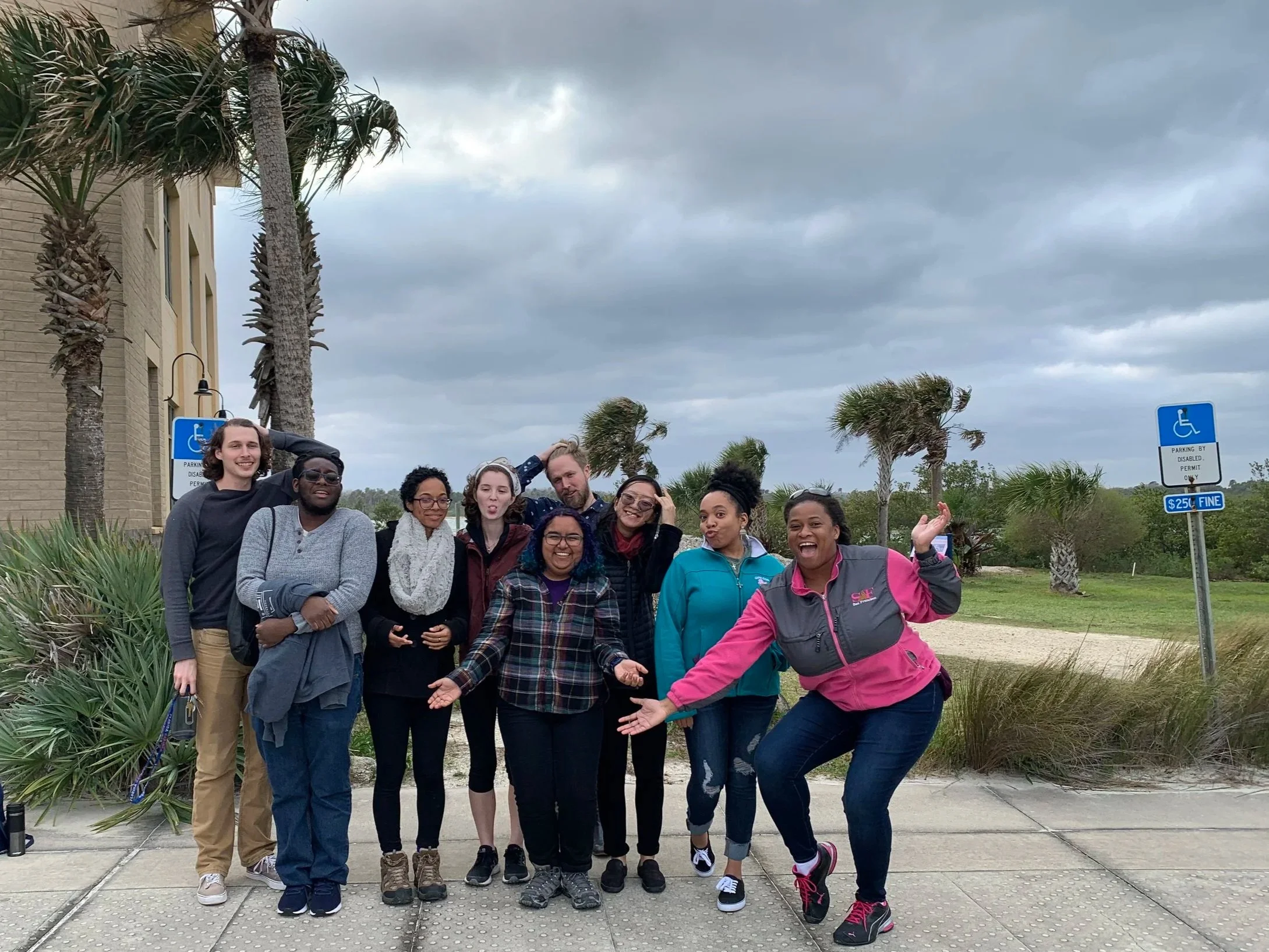 Dr. Adania Flemming with four undergraduate students and their mentors during an iDigTRIO conference shadowing experience at the University of Florida’s Whitney Laboratory for Marine Bioscience