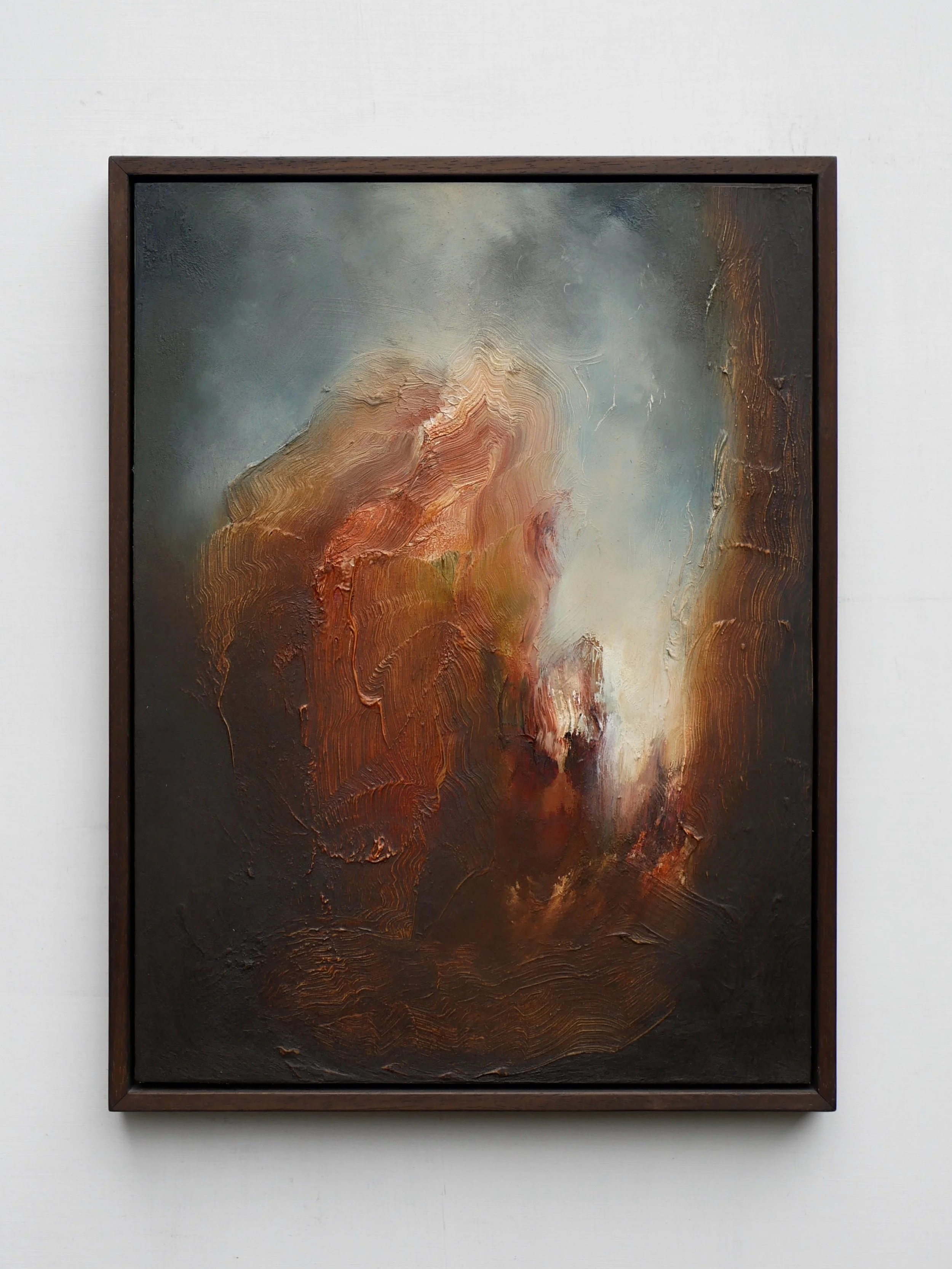 We fell from pitch black skies - oil on wood, 30x40cm