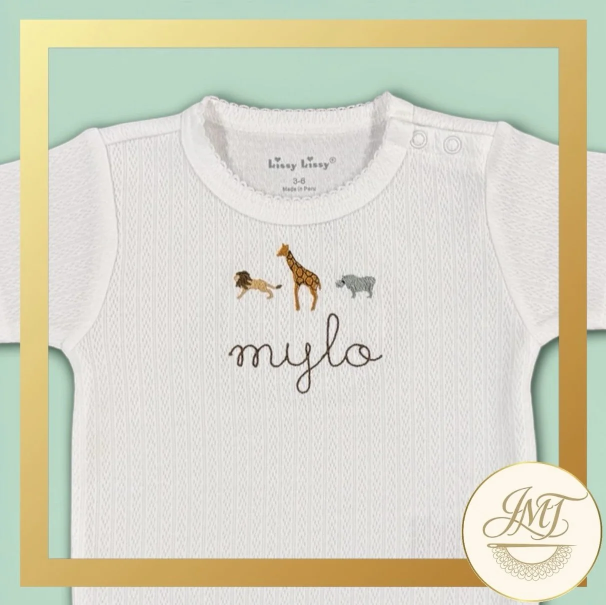 Baby onesies are perfect for embroidering names and cute designs.