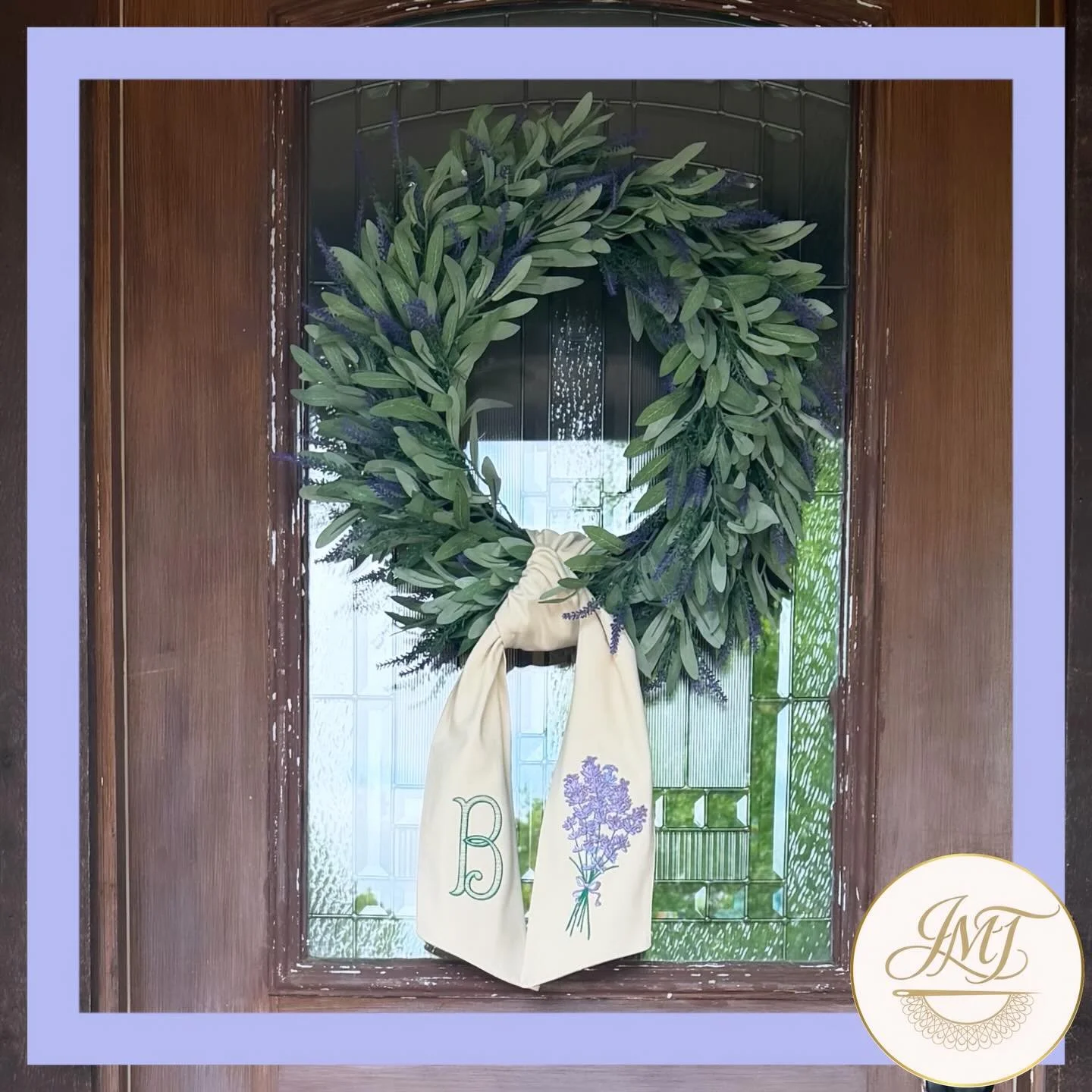 Customer photo - love the matching lavender wreath + lavender sash! 😍🪻