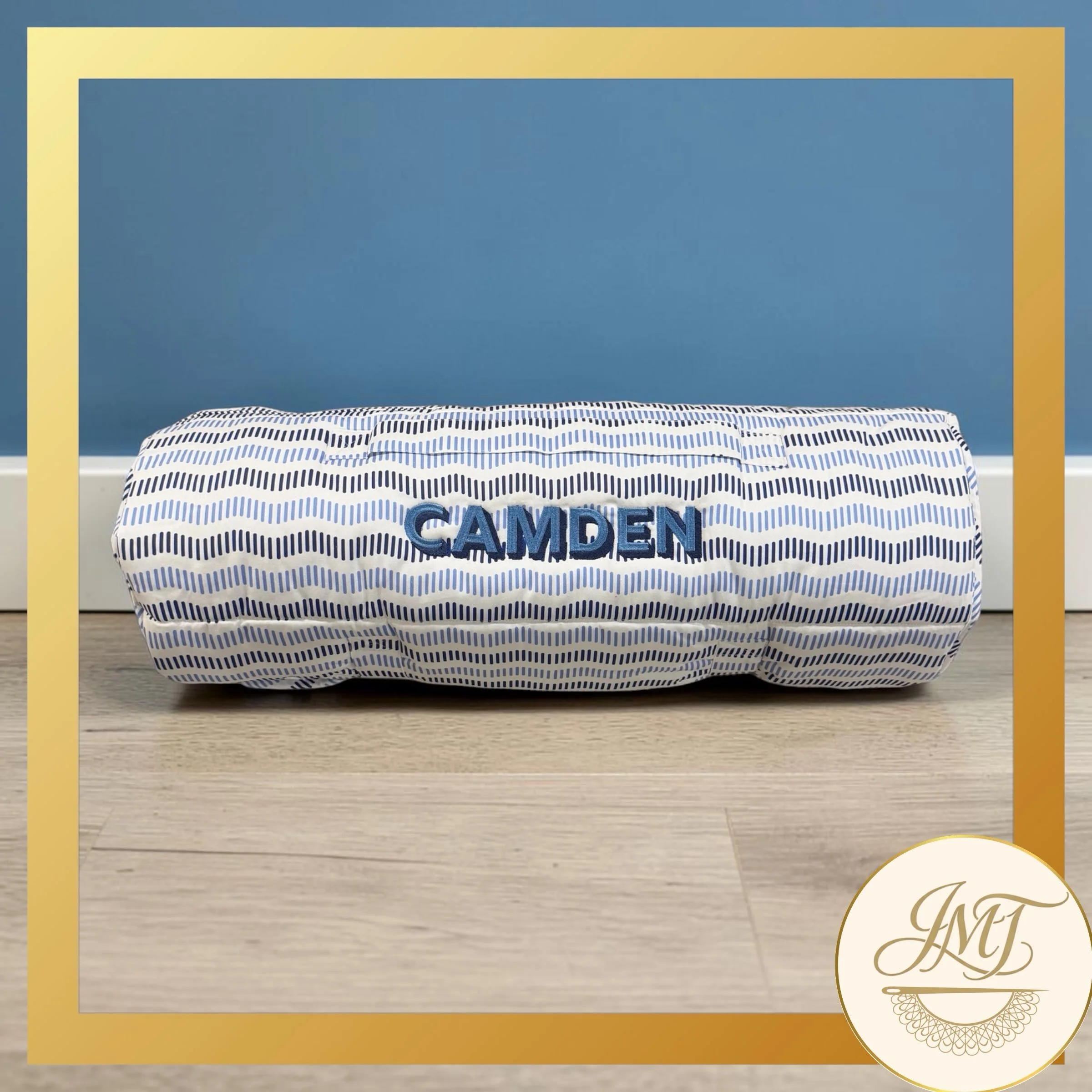 Cute shadow block font on a nap mat 🪡🧵