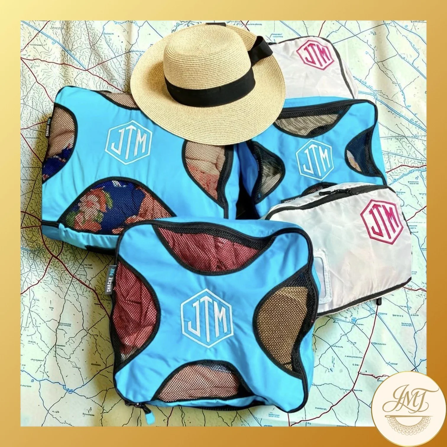 Keep your family's luggage organized with embroidered packing cubes.