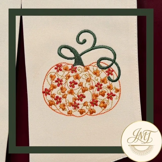 Floral Pumpkin design with hints of metallic gold thread.