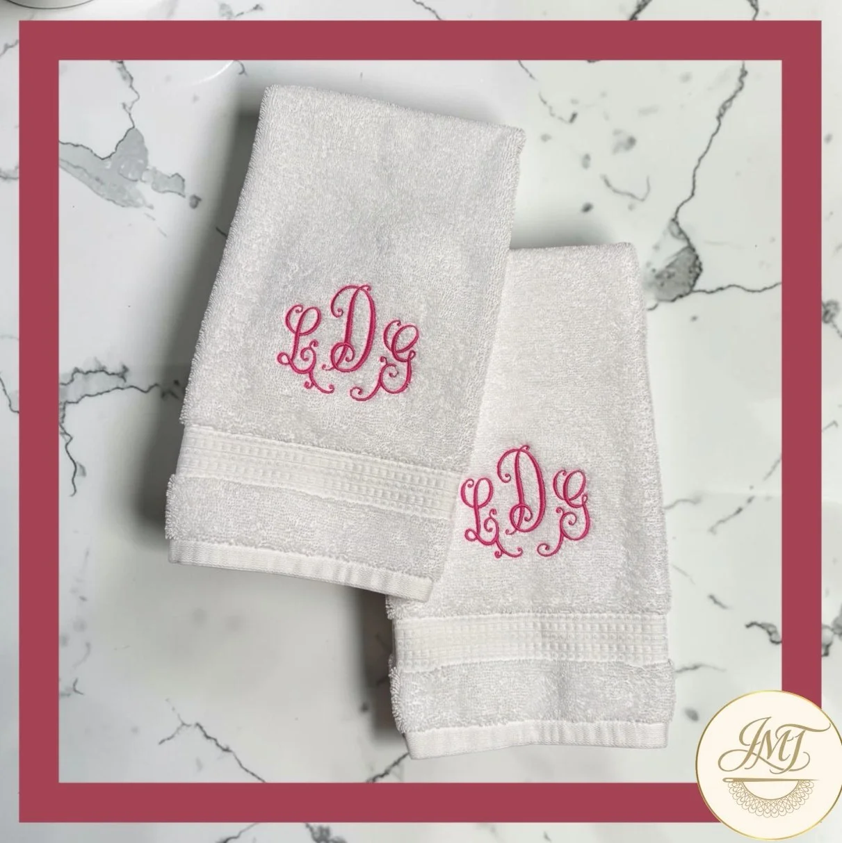 Monogrammed hand towels.