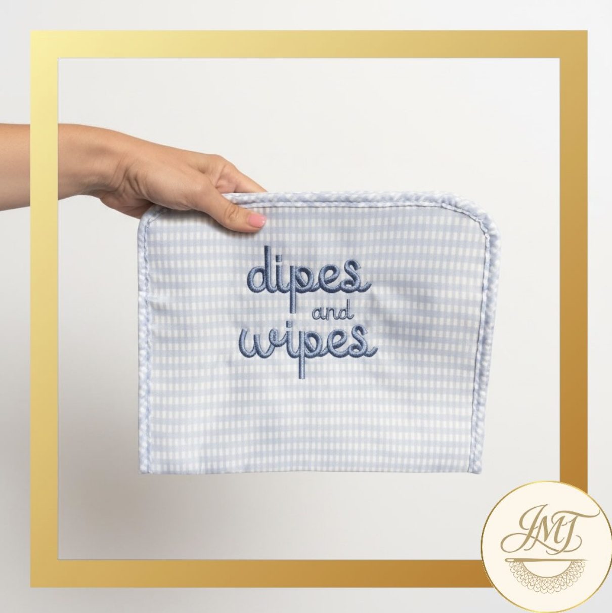 Turn a generic cosmetics bag from Amazon into a cute, organized pouch for a diaper bag -- just big enough to hold a few diapers and wipes.