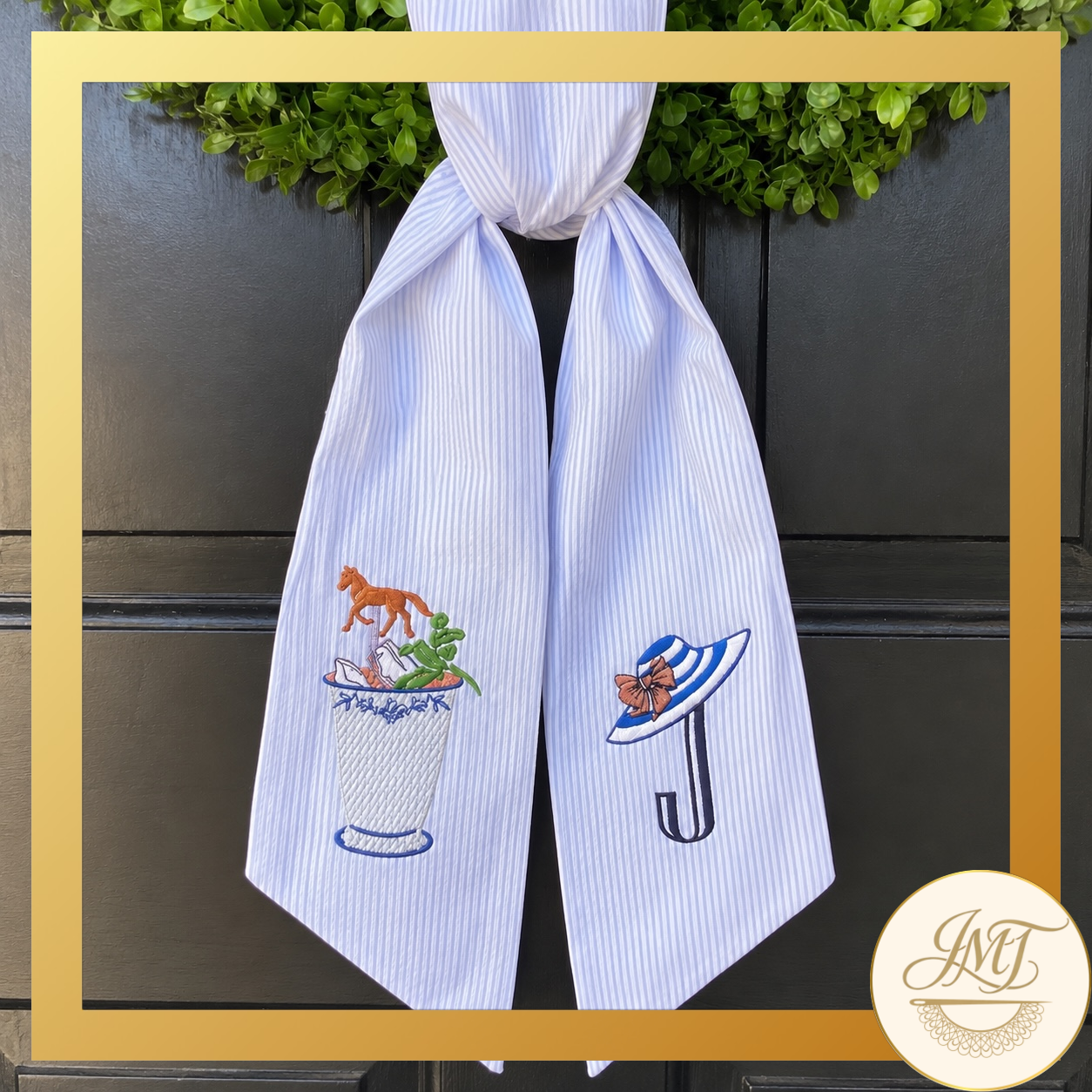 Kentucky Derby-themed sash.