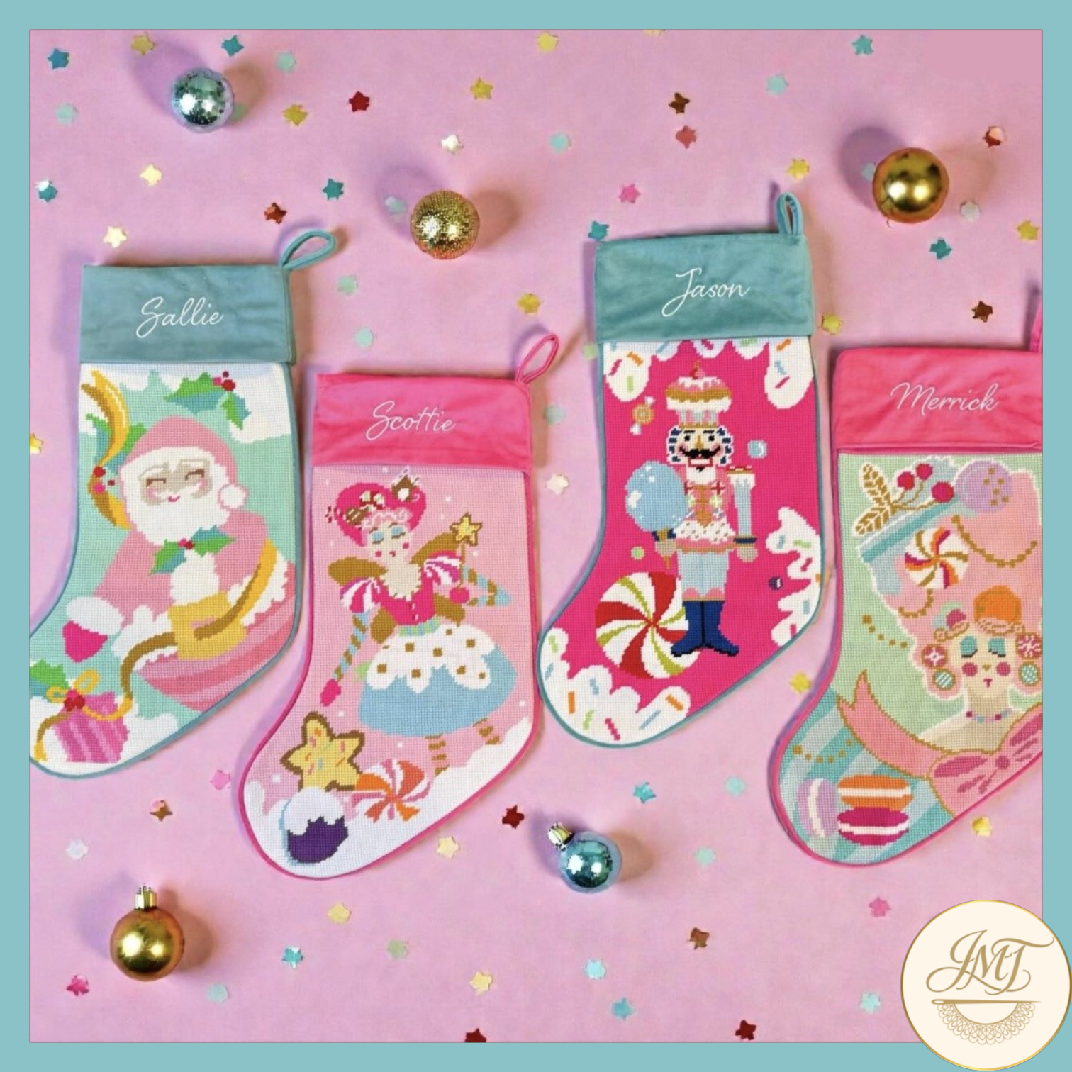 There are so many thread colors and fonts available to make your stockings uniquely you.