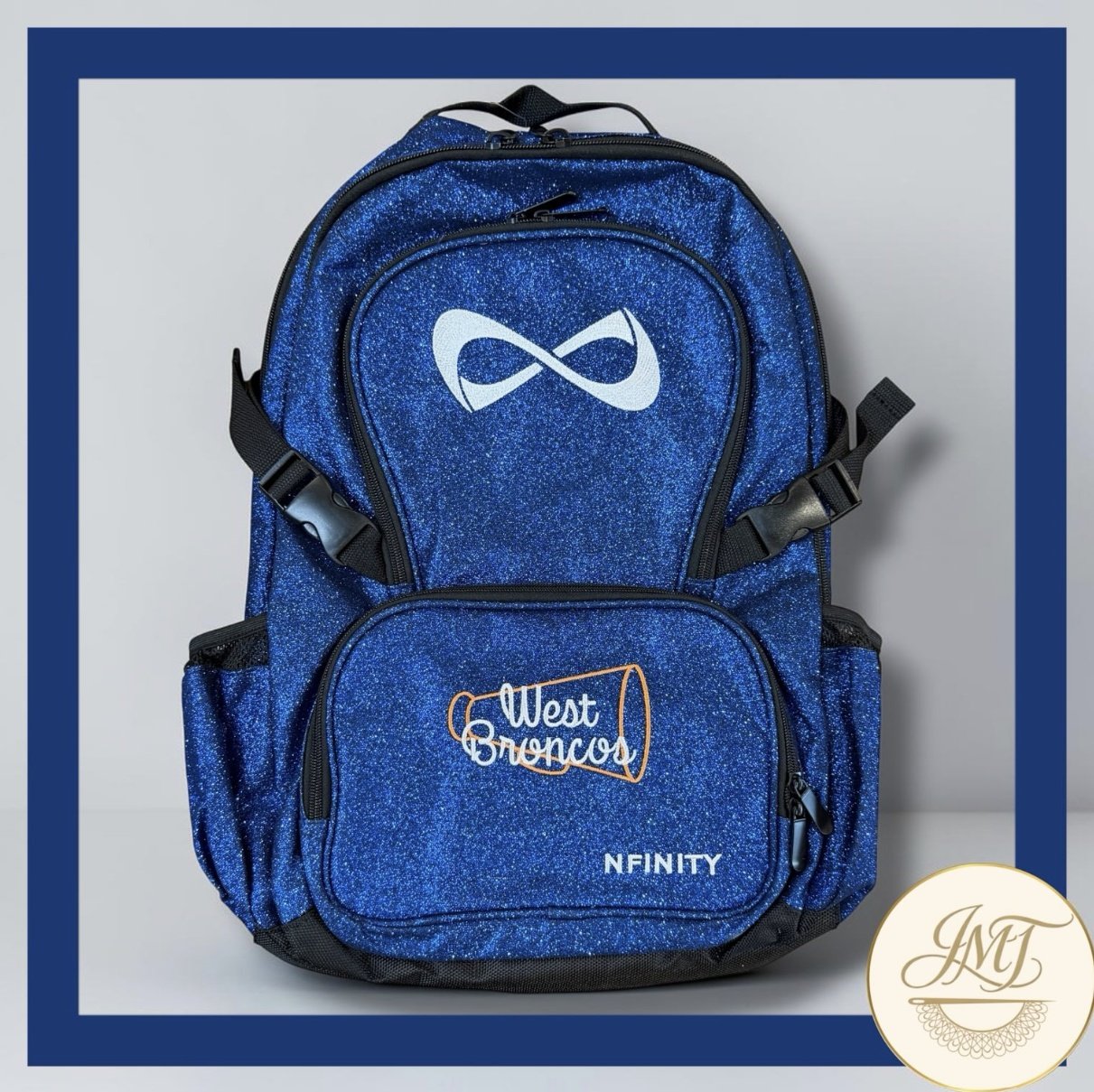 This cheer team bag got some extra school spirit with an embroidered megaphone and team name.