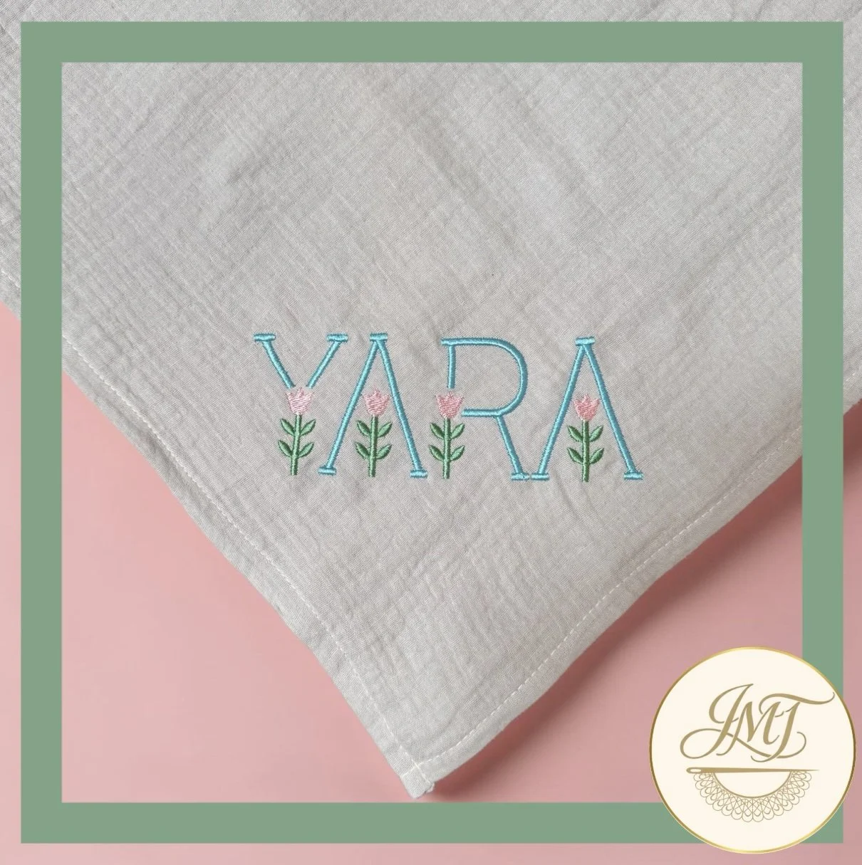 Personalized receiving blanket for baby Yara.