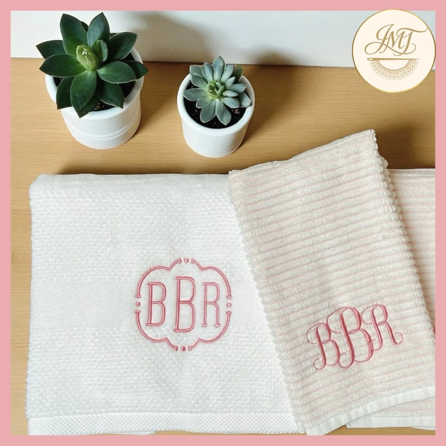 Cute mix-and-match towels and monograms.