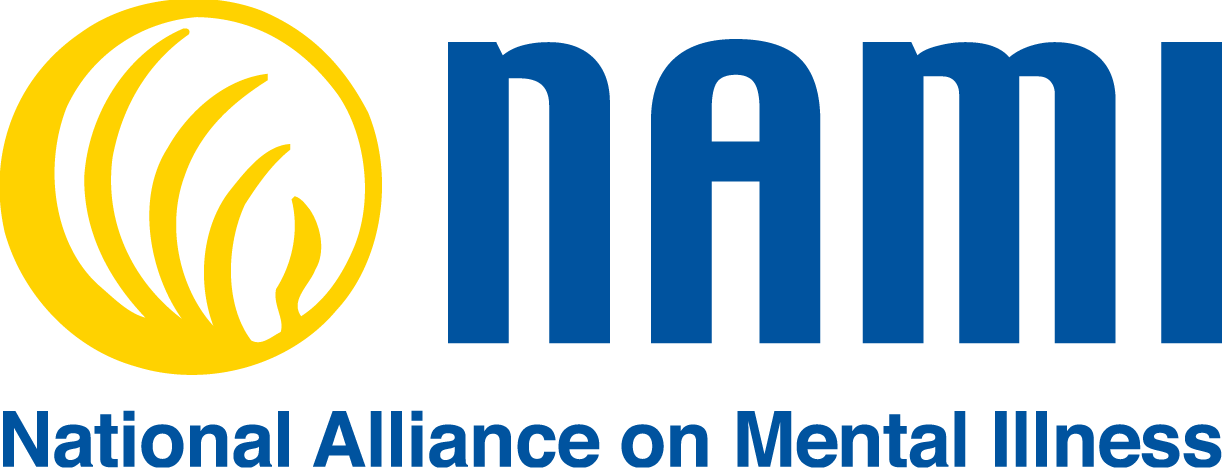Logo of NAMI, the National Alliance on Mental Illness, with a yellow circular emblem containing stylized wheat and the organization's name in blue text.