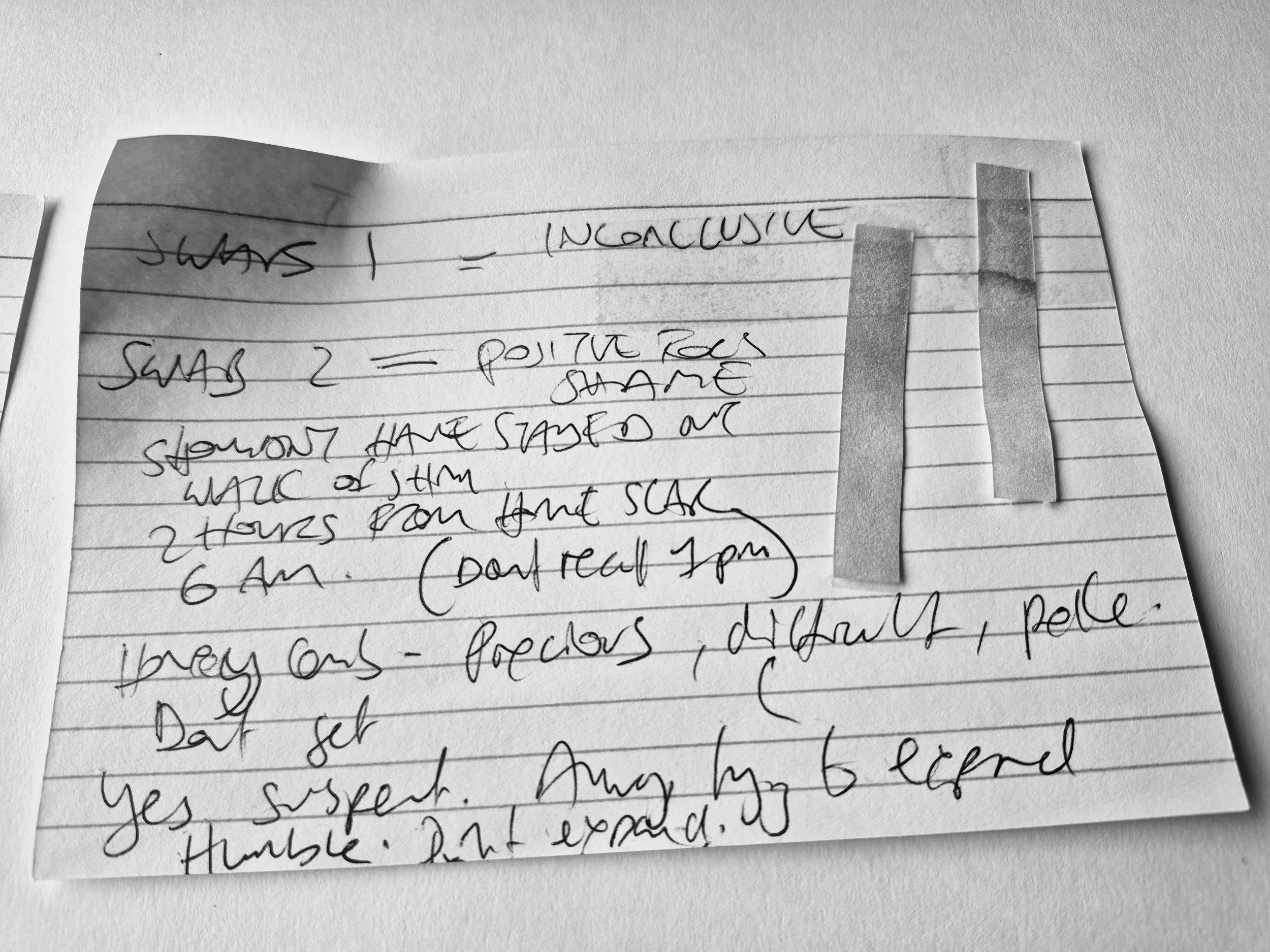 Case 4: Lab results for shame testing litmus