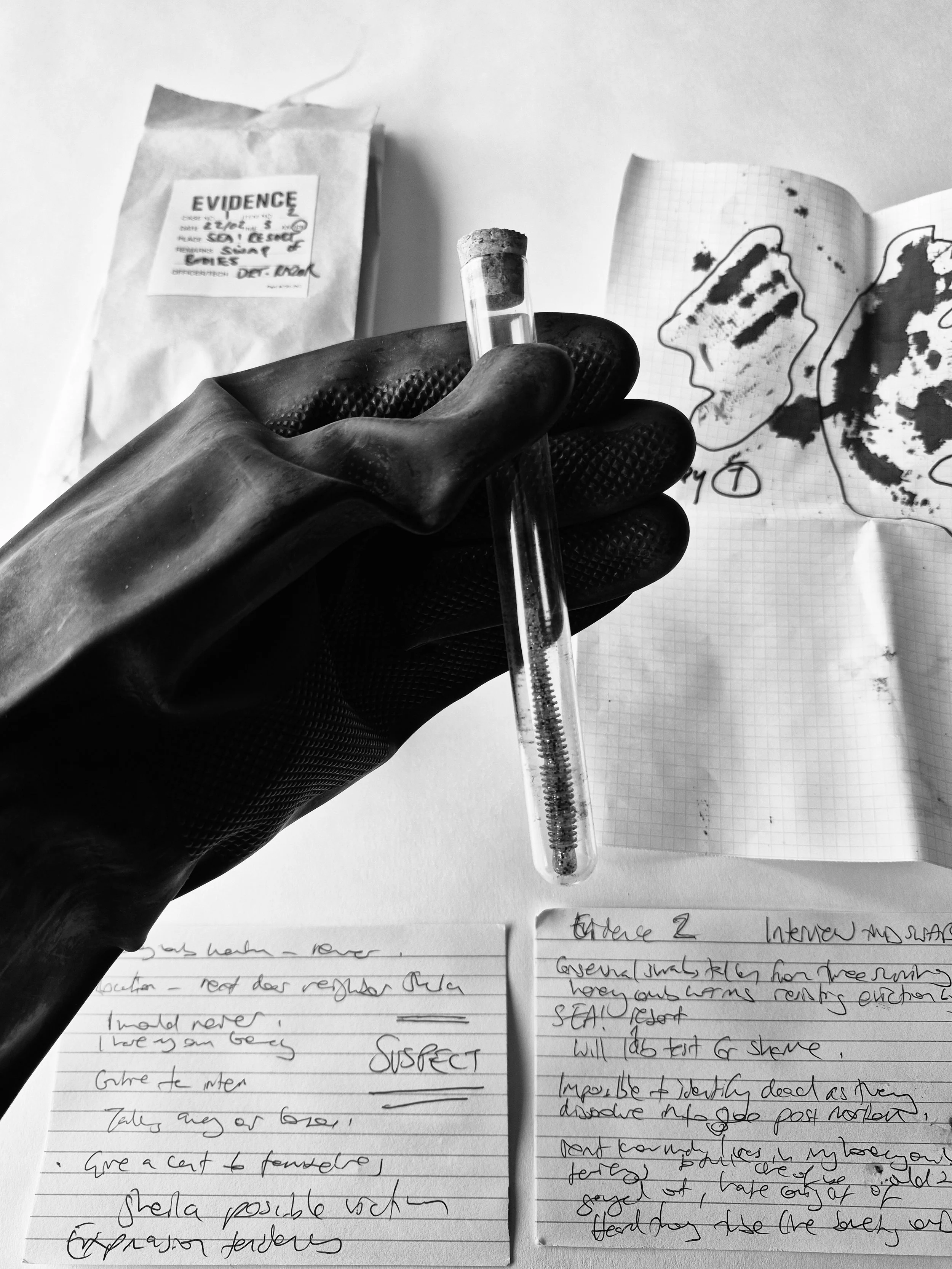 Case 1: Sample vial of flesh sent to laboratory to assess shame levels